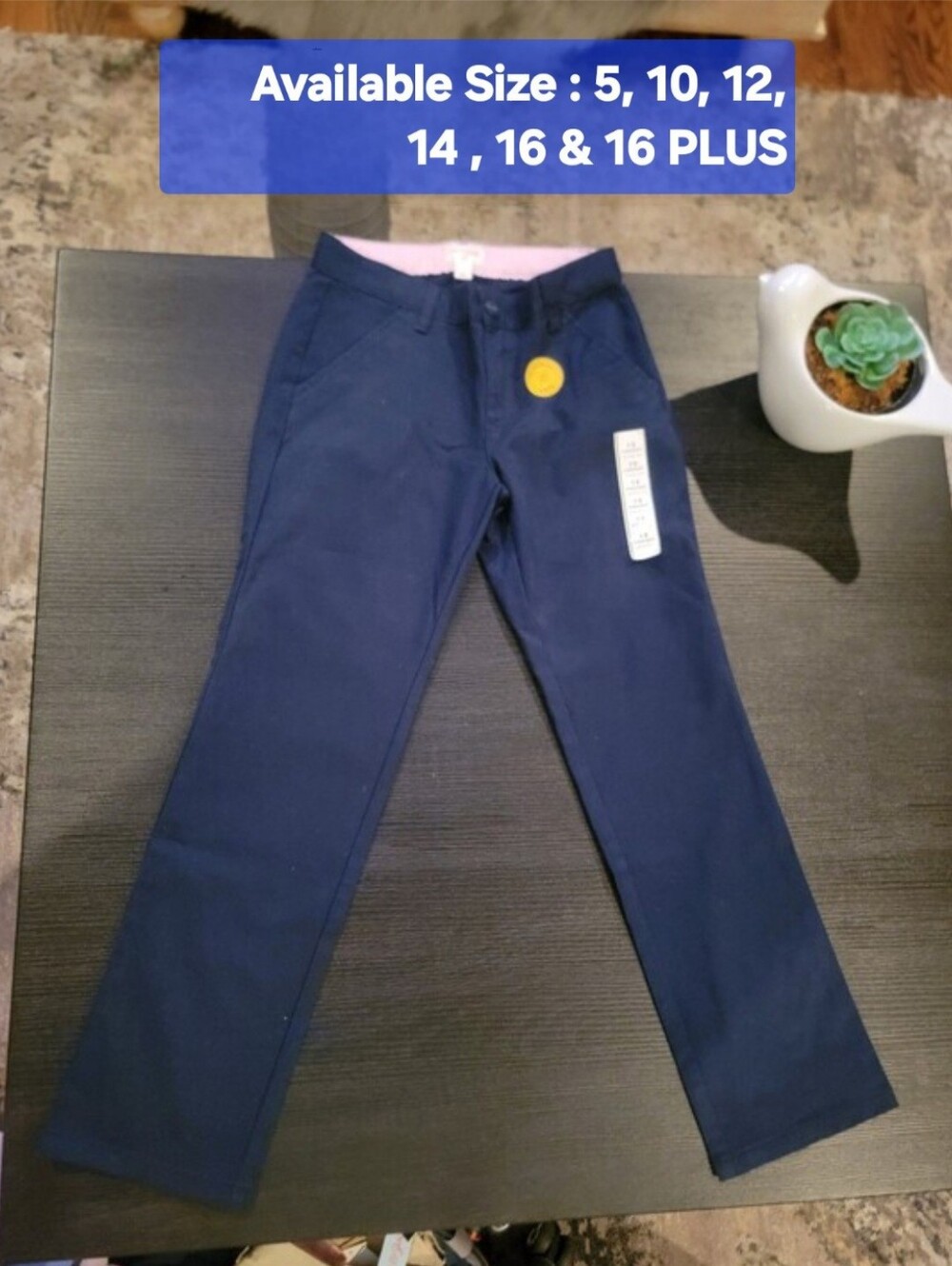 Cat & Jack Girls School Uniform Navy Straight-Leg Pants 5,10,12,14,16 & 16PLUS